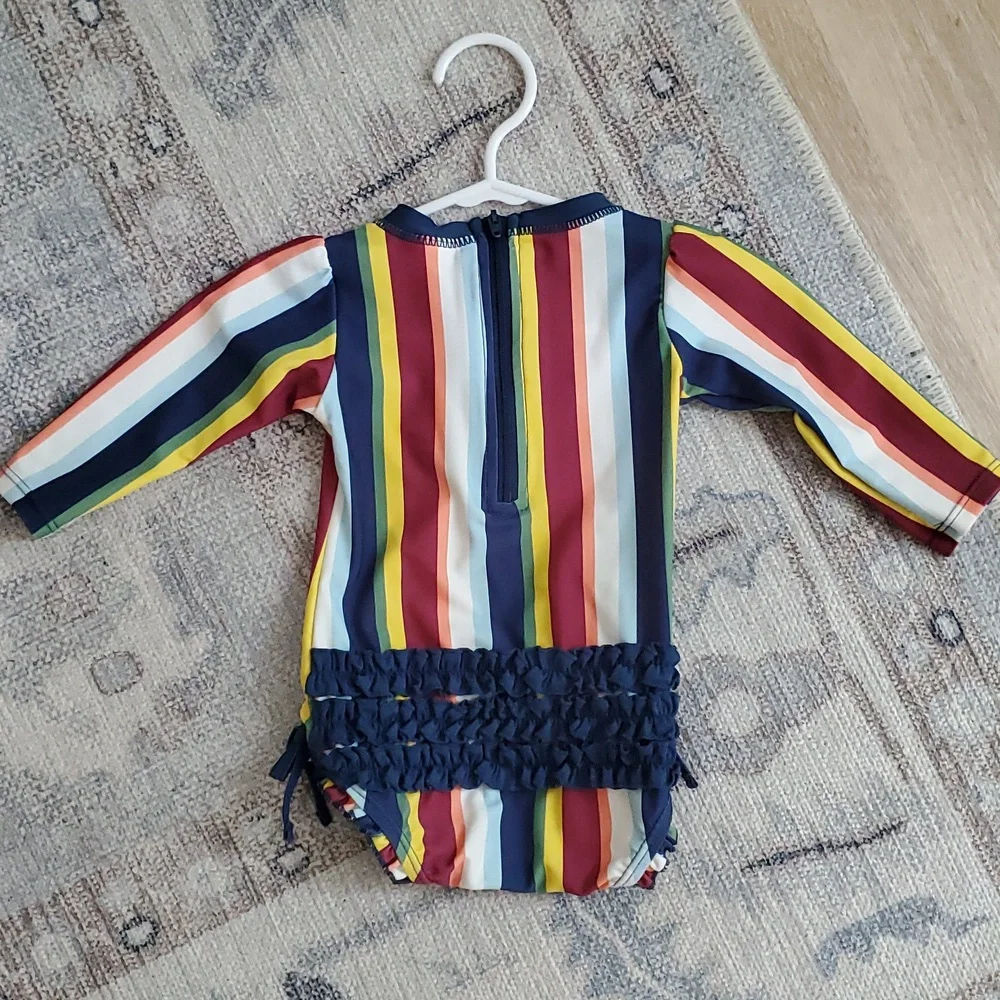 Ruffle Butts Baby Girl Long Sleeve Swimsuit Rashguard Sz6-12m